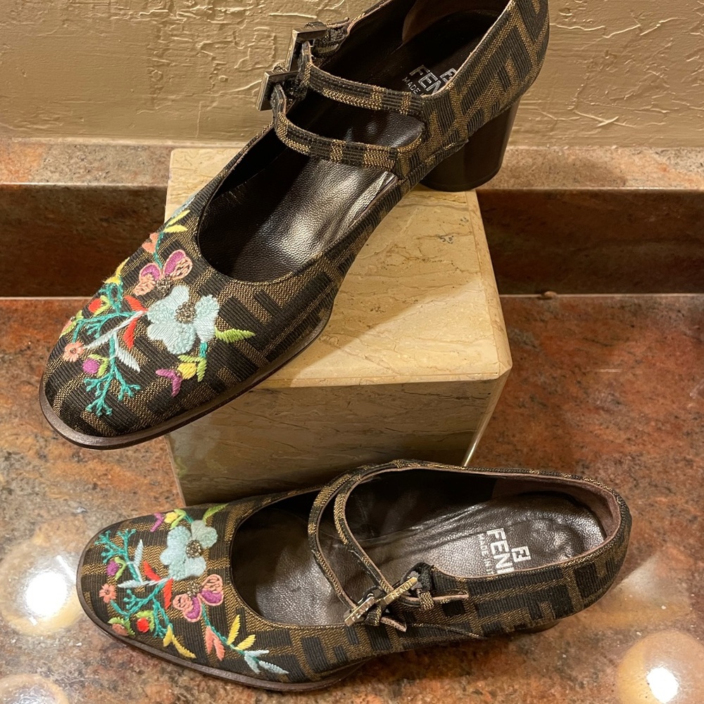 Fendi Embroidered Heels